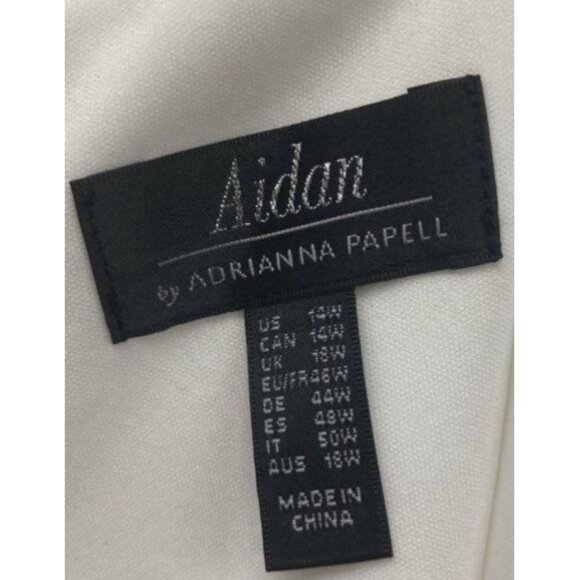 Adrianne Papell White Feather-Trimmed Midi Dress With Side Slit Sz 14 NWT - Picture 9 of 9